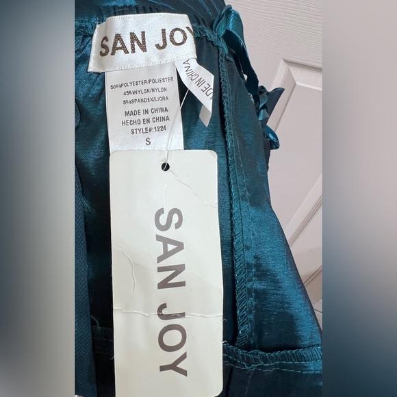 San Joy Teal Mini Dress with Ruched Bow - Picture 6 of 6